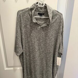 Men’s Gray Textured Knit Polo - XXL